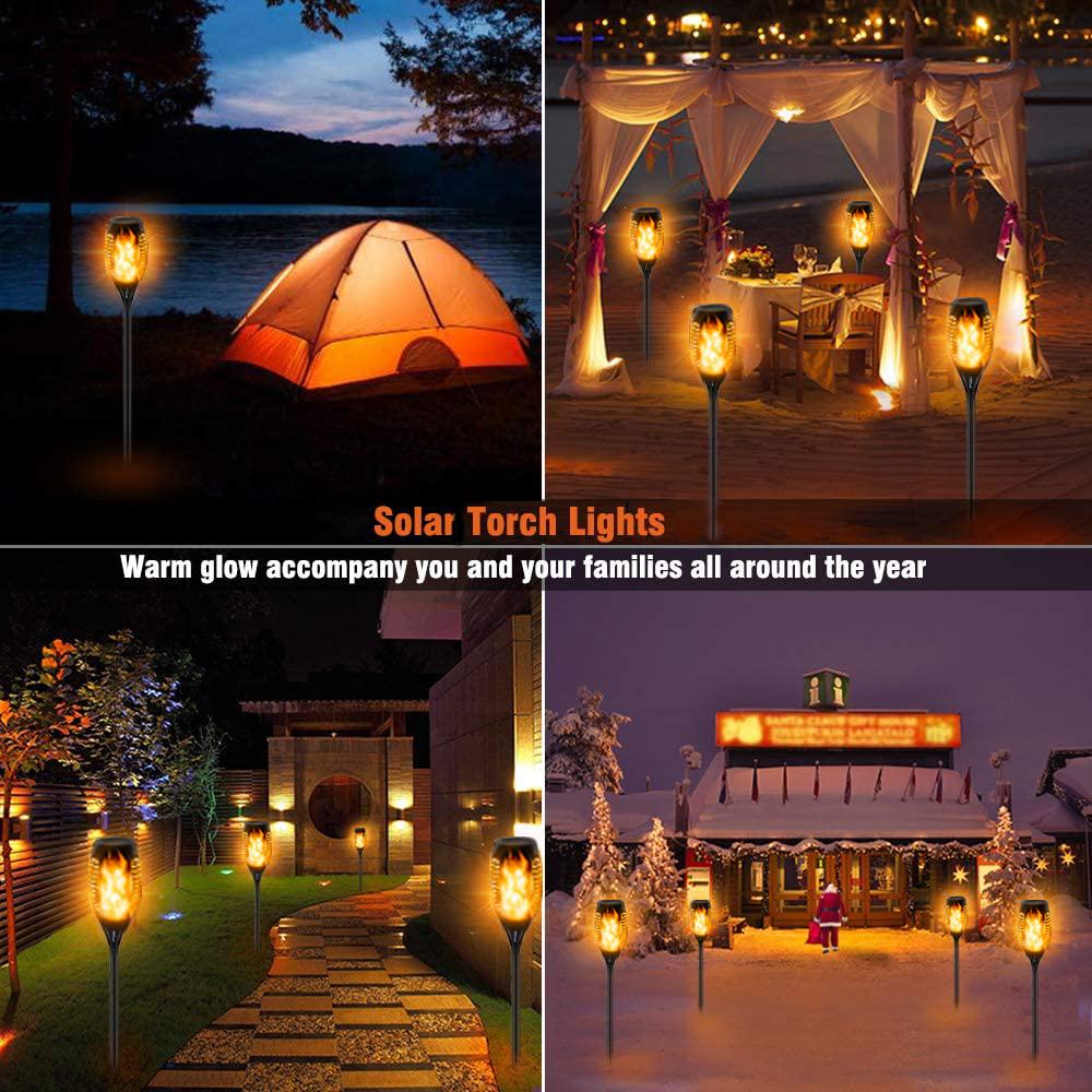 Solar Powered Waterproof LED Flame Torches