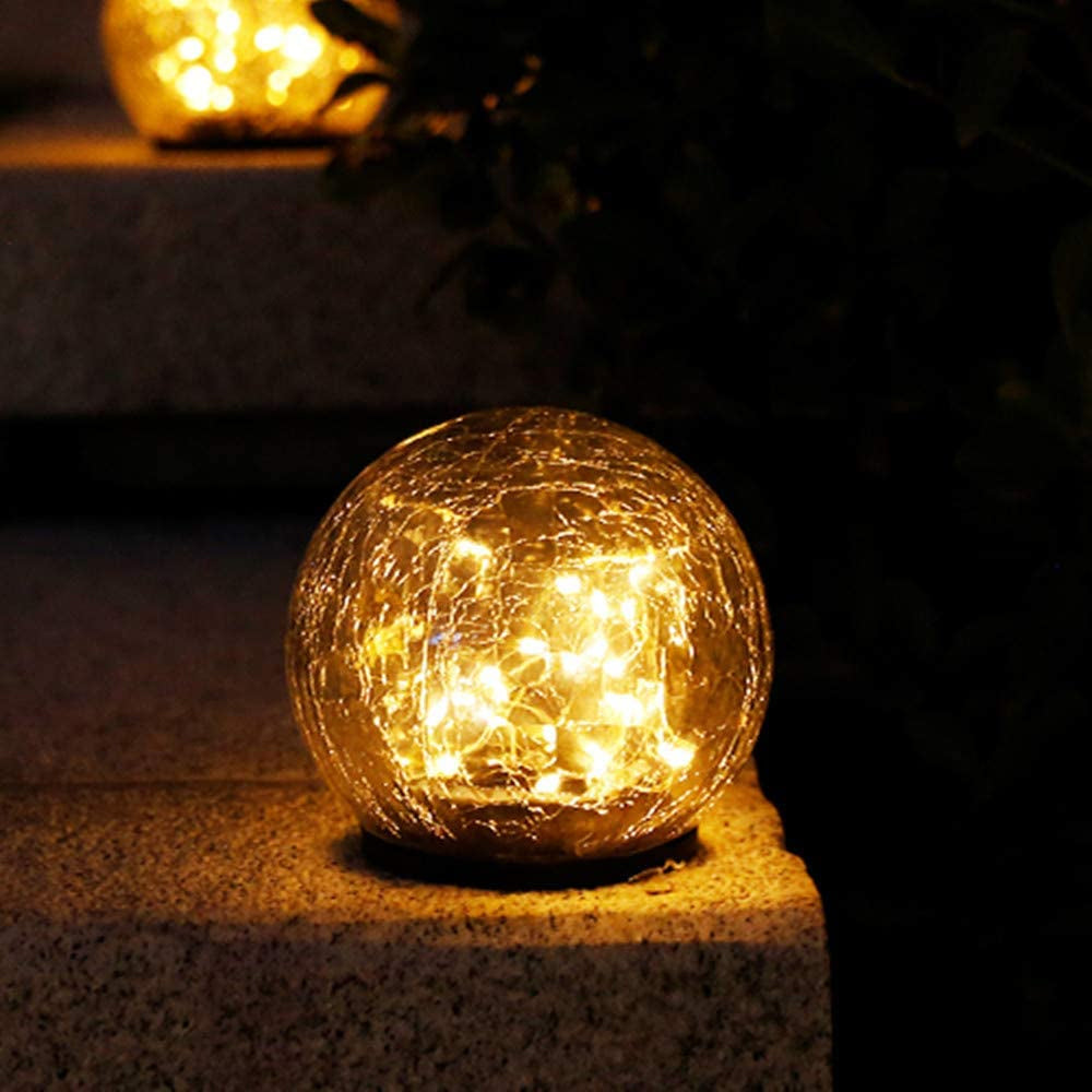 2 Piece Solar Glass Ball With Cracked Appearance