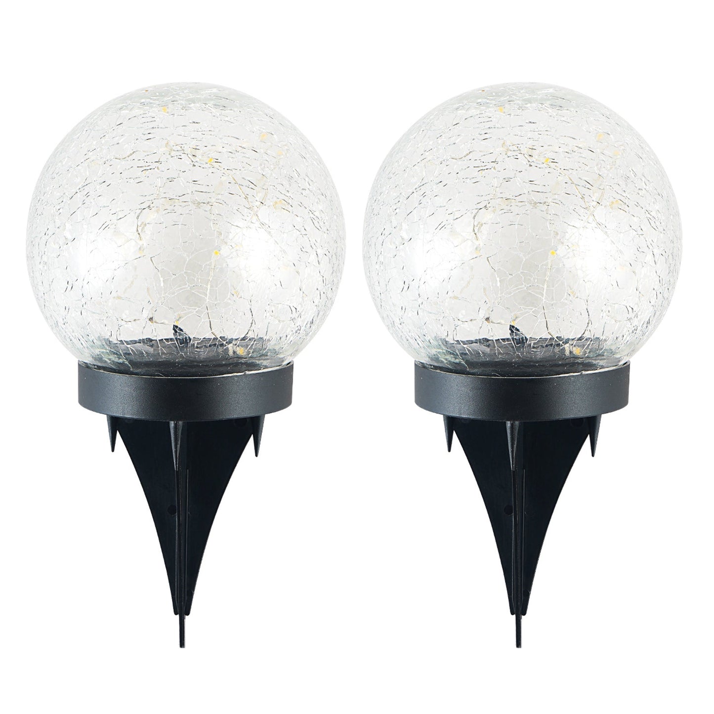 2 Piece Solar Glass Ball With Cracked Appearance