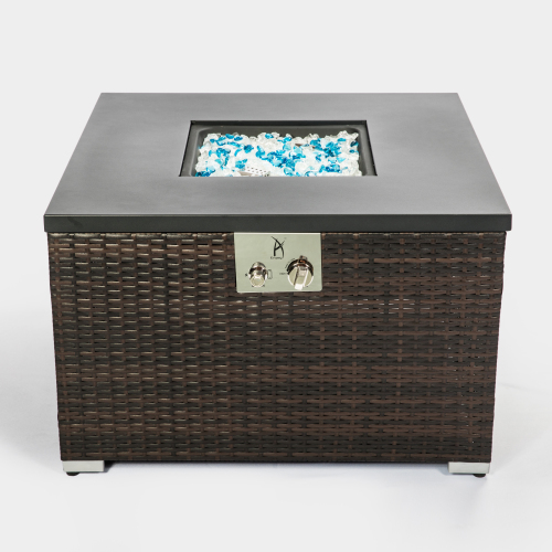 Gas Fire Pit Dark Brown Wicker Fire Pit Table