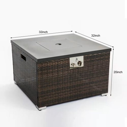 Gas Fire Pit Dark Brown Wicker Fire Pit Table