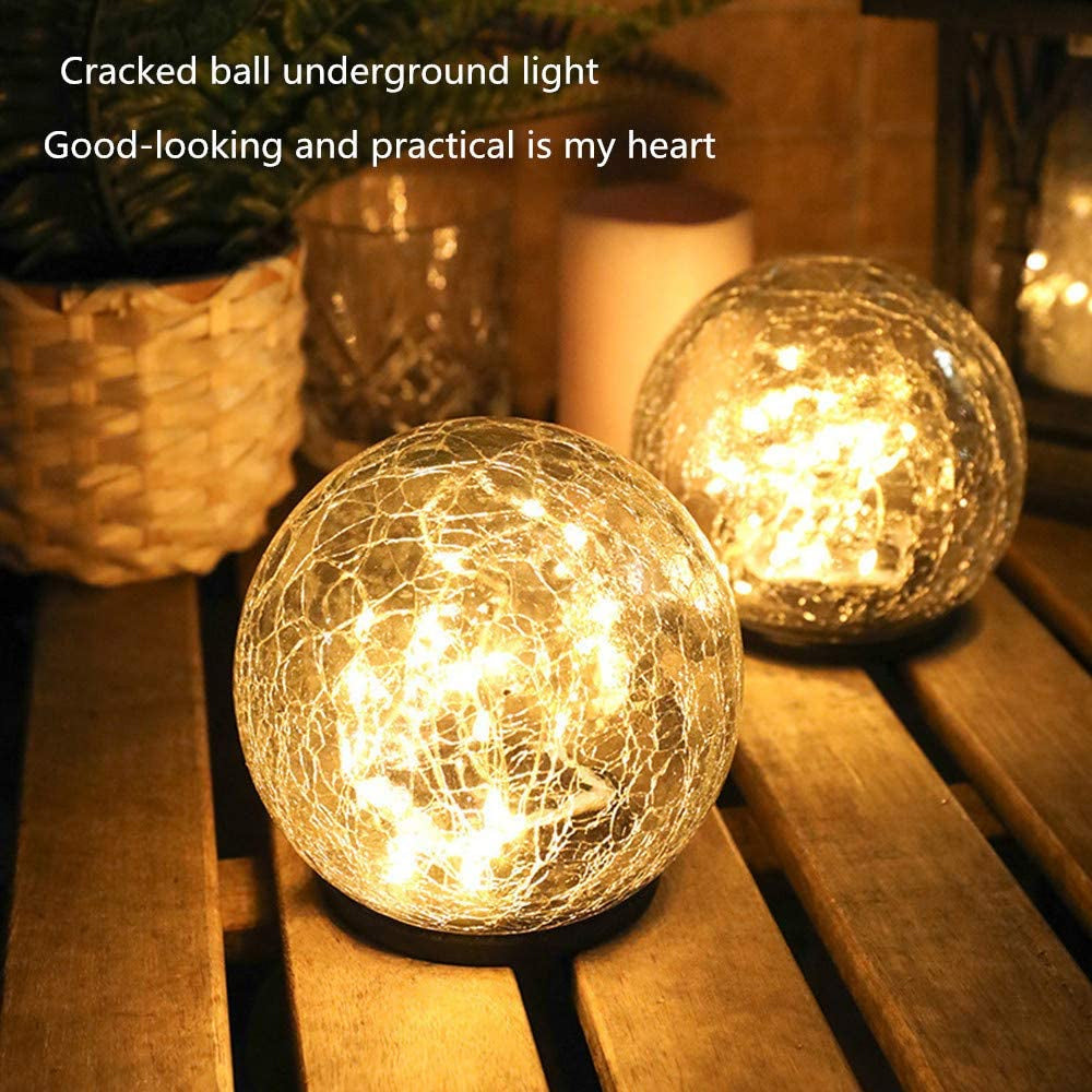 2 Piece Solar Glass Ball With Cracked Appearance